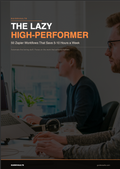 Book cover of 'The Lazy High-Performer' with two people working at a desk.