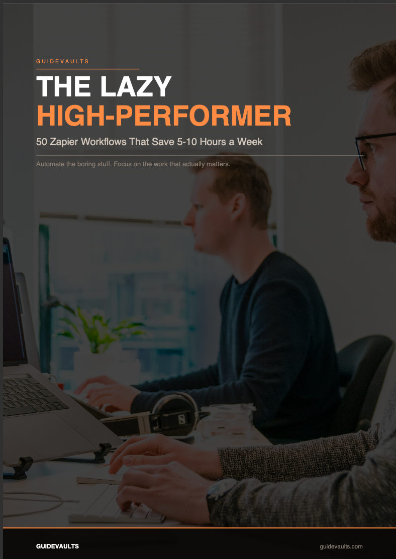 Book cover of 'The Lazy High-Performer' with two people working at a desk.