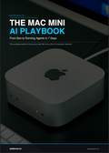 Mac Mini with text about AI playbook on a dark background